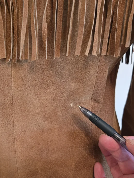 Gallery Vintage Womens Brown Suede Jacket With Fringe Small - Picture 5 of 15